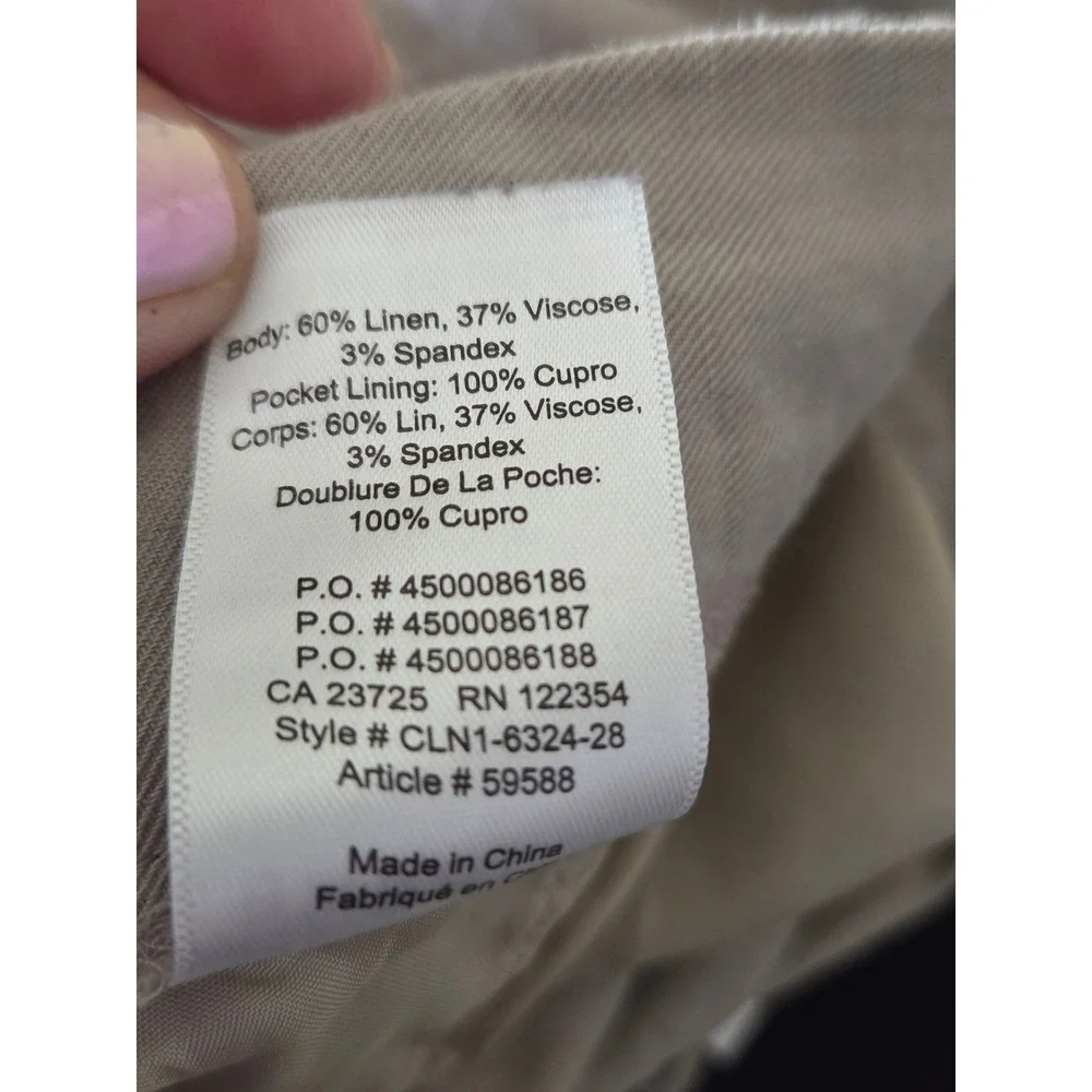 Babaton Aritzia Women Khaki Linen Viscose Pleated Tapered Pants Size 6